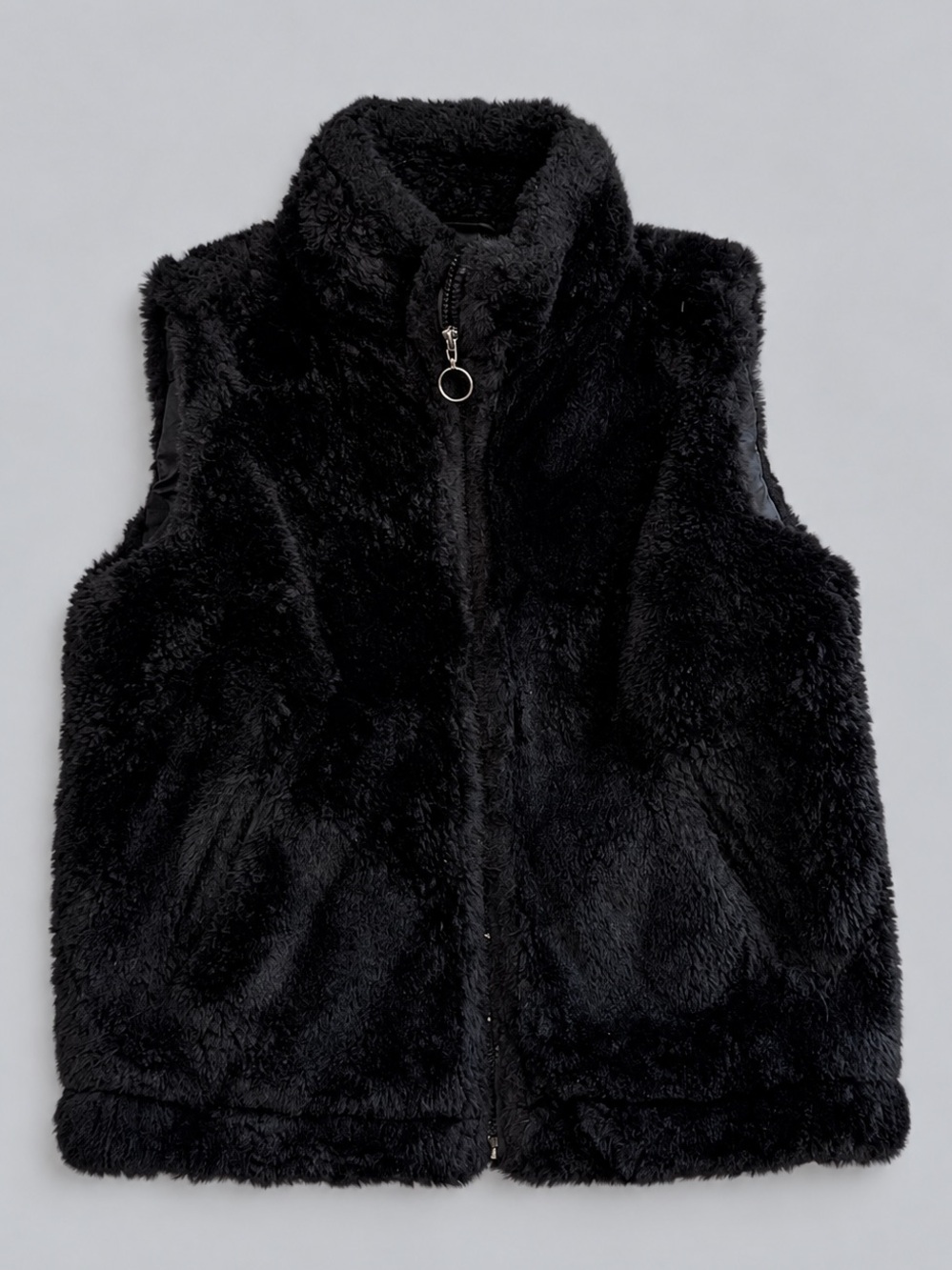 Girls Plush Fleece Vest - Black Size 10/12